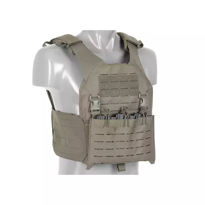 QRF Plate Carrier Laser-Cut Buckle Up with AR15/AK Magazine Pouch - Ranger Green [8FIELDS]