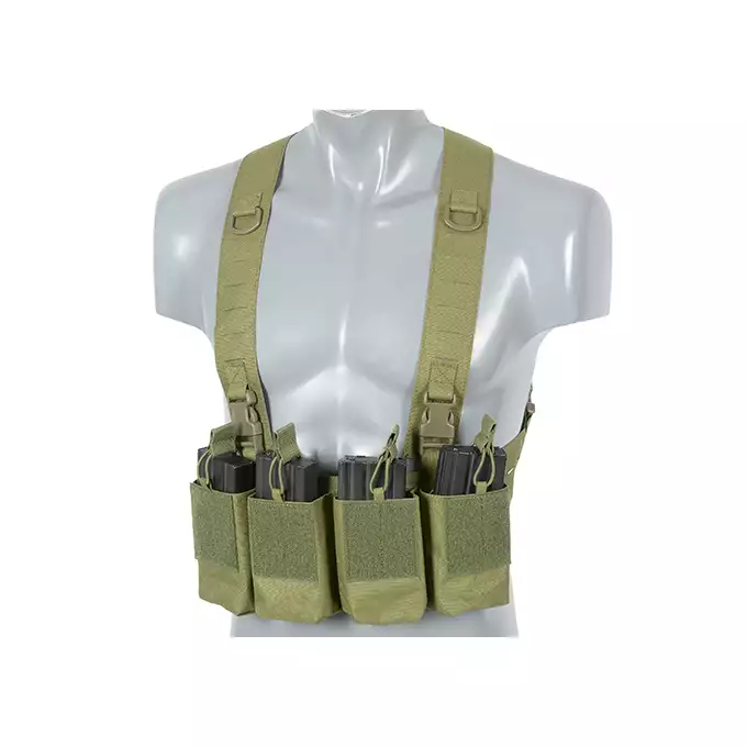 [Zestaw] Kamizelka Chest-rig Laser-Cut z ładownicami AR/AK - Olive [8Fields] + Ładownica na radio Laser Cut - Olive [8FIELDS] + Pojedyncza ładownica pistoletowa Laser-Cut z klapą - Olive [8Fields]