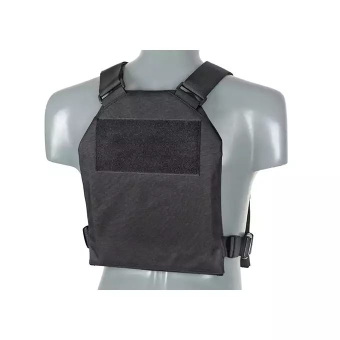 [Zestaw] Prosty Plate Carrier z atrapami miękkich wkładów balistycznych - Black [8FIELDS] + Otwarta potrójna ładownica na magazynki 5.56 - Black [8FIELDS] + Dolna kieszeń użytkowa na akcesoria z linkami shockcord, Laser Cut  - Black [8FIELDS]
