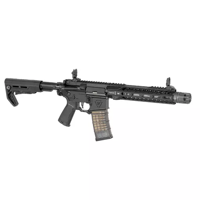 [Zestaw] Replika GBBR Strike Industries 10" Raider SBR CGS Lightning Series - Black [EMG] + Magazynek LANCER L5 5.56 AWN Green Gaz do karabinków gazowych CGS, MWS - Black [EMG]