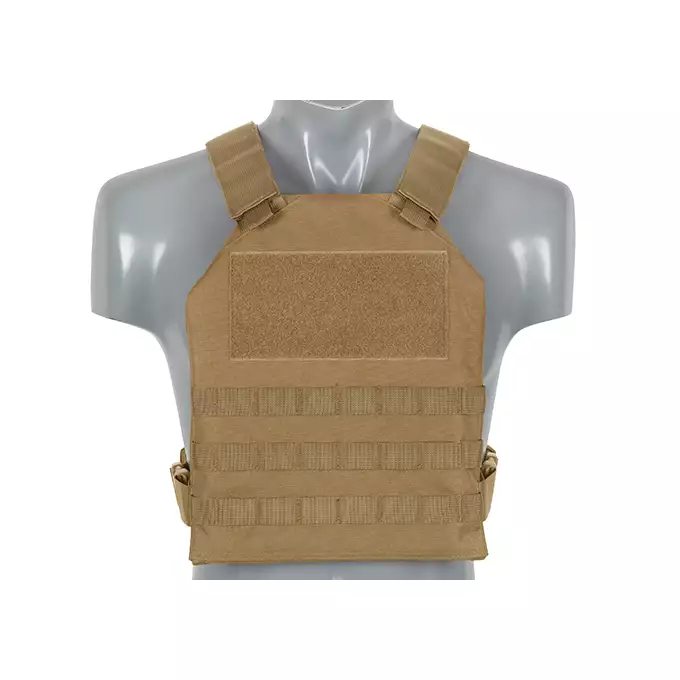 [Zestaw] Prosty Plate Carrier z atrapami miękkich wkładów balistycznych - Coyote [8FIELDS] + Otwarta potrójna ładownica na magazynki 5.56 - Coyote [8FIELDS] + Dolna kieszeń użytkowa na akcesoria z linkami shockcord, Laser Cut - TAN [8FIELDS]