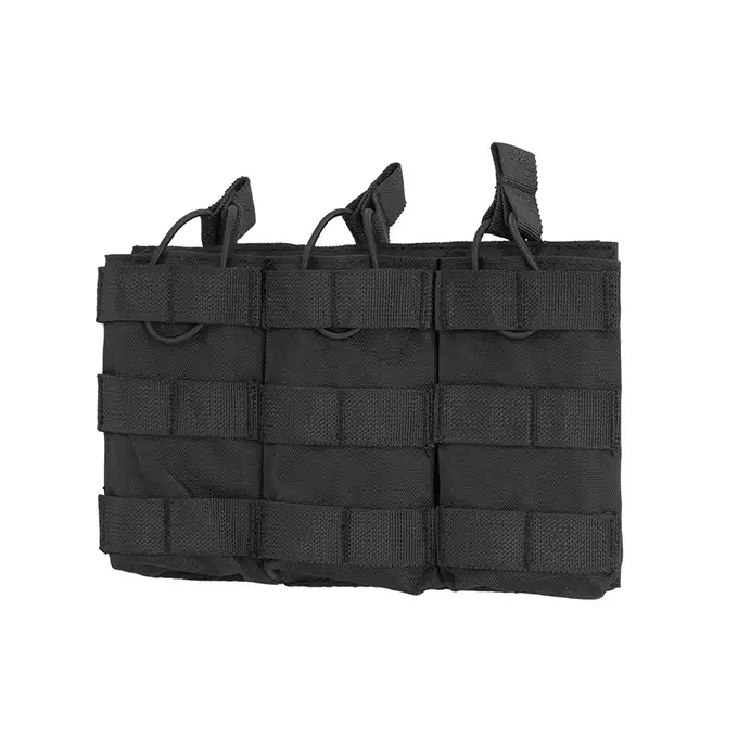 [Zestaw] Prosty Plate Carrier z atrapami miękkich wkładów balistycznych - Black [8FIELDS] + Otwarta potrójna ładownica na magazynki 5.56 - Black [8FIELDS] + Laser Cut Lower Accessory Utility Pocket with Shockcords for Tourniquet - Black [8FIELDS]