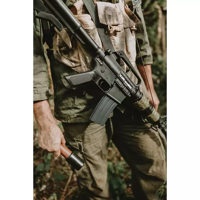 [Zestaw] Gazowa Replika Karabinka Colt 609/GAU-5/A - Black [EMG] + Single Point Airsoft Red Dot - OEG [JJ Airsoft]