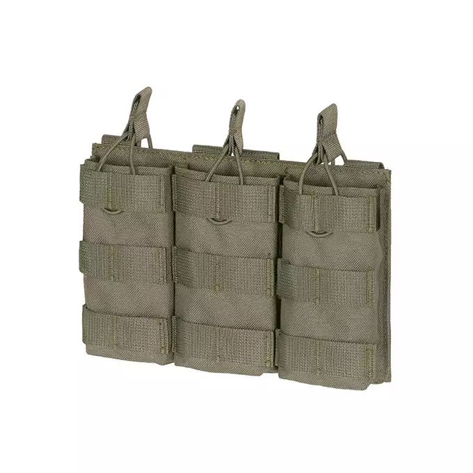 [Zestaw] Prosty Plate Carrier z atrapami miękkich wkładów balistycznych - Ranger Green [8FIELDS] + Otwarta potrójna ładownica na magazynki 5.56 - Ranger Green [8FIELDS] + Dolna kieszeń użytkowa na akcesoria z linkami shockcord, Laser Cut - Ranger Green [8FIELDS]