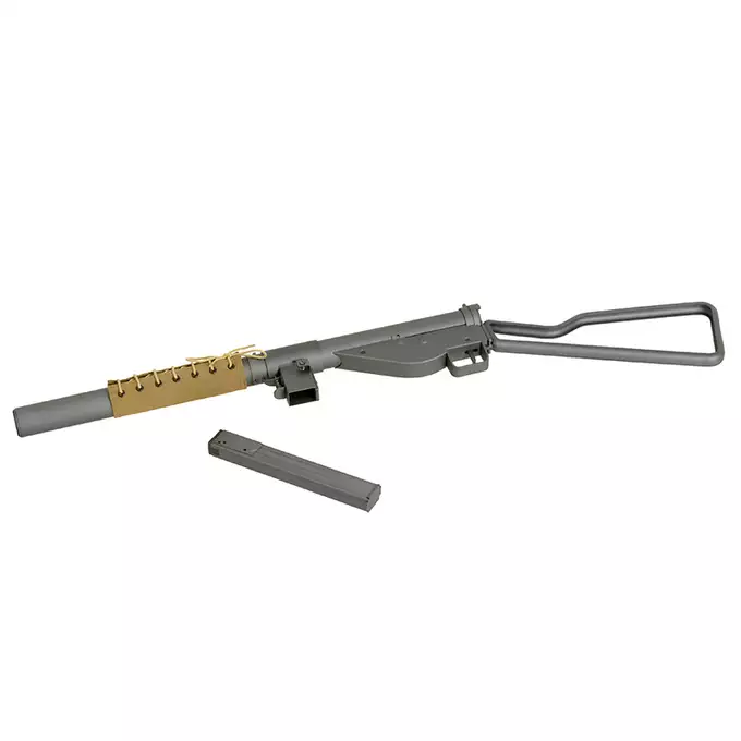 [Zestaw] Replika pistoletu maszynowego STEN MK2 SOE Loop stock Full Steel - Grey [AGM] + Akumulator airsoftowy 25C 1200mAh 3S1P 11.1V LiPo T Plug + Ładowarka V3+ do akumulatorów LiPo/LiFe [IPower]