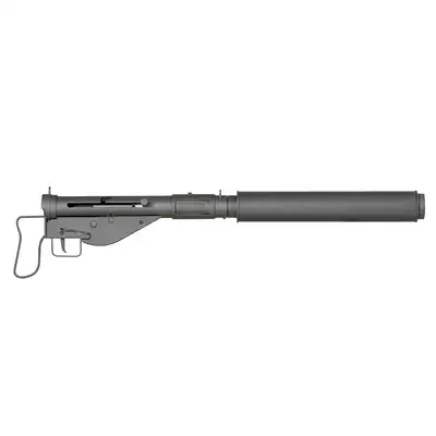 [Zestaw] Replika pistoletu maszynowego STEN MK2 SOE Commando grip Full Steel - Grey [AGM] + Magazynek mid-cap 120 kulek - MP40/Sten/M12S [AGM]