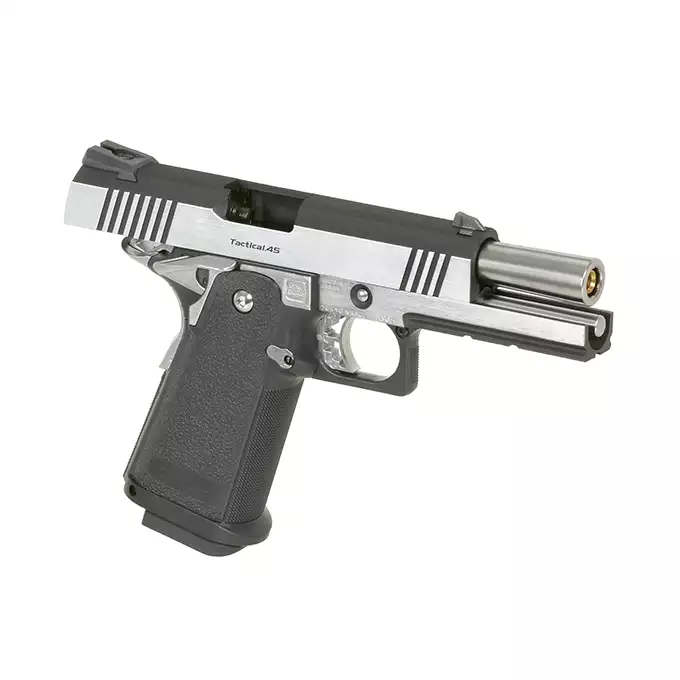 [Zestaw] Replika pistoletu Hi-Capa 4.3 GBB, Custom Dual Stainless [Tokyo Marui] + Magazynek GBB Hi-Capa 4.3/5.1 na 28 kulek [Tokyo Marui]
