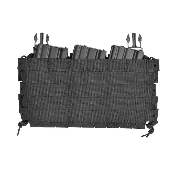 [Zestaw] Buckle Up Assault Plate Carrier Cummerbund - Black [8FIELDS] + Panel Buckle-up COMPACT - wkład na 3 magazynki, MOLLE Laser Cut - Black [8FIELDS] + Dolna kieszeń użytkowa na akcesoria z linkami shockcord, Laser Cut  - Black [8FIELDS]