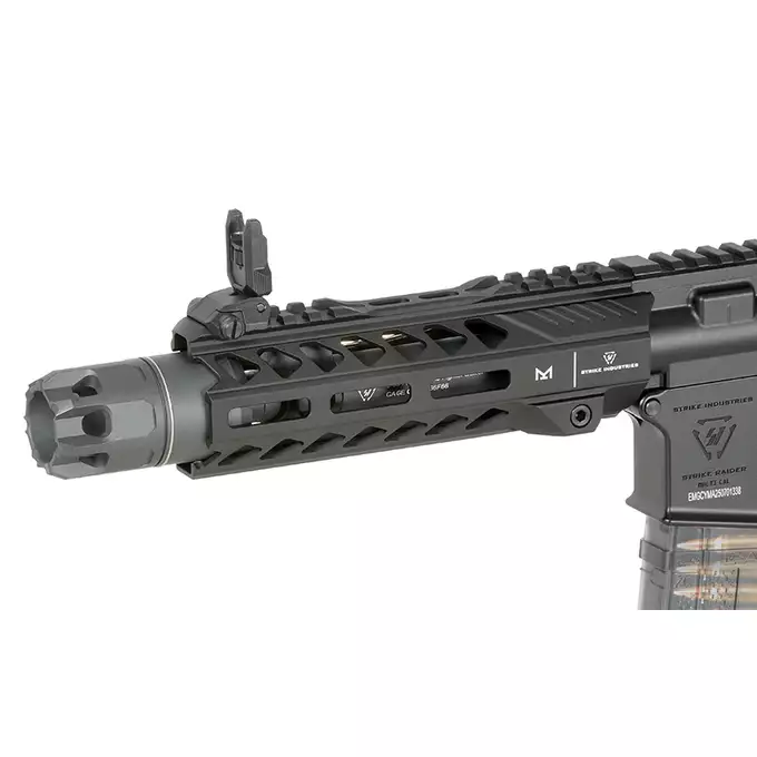 [Zestaw] Replika GBBR Strike Industries 7" Raider CQB CGS Lightning Series - Black [EMG] + Magazynek LANCER L5 5.56 AWN Green Gaz do karabinków gazowych CGS, MWS - Black [EMG]