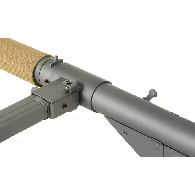 [Zestaw] Replika pistoletu maszynowego STEN MK2 SOE Loop stock Full Steel - Grey [AGM] + Akumulator airsoftowy 25C 1200mAh 3S1P 11.1V LiPo T Plug + Ładowarka V3+ do akumulatorów LiPo/LiFe [IPower]