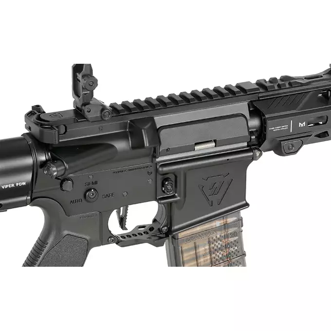 [Zestaw] Replika GBBR Strike Industries 7" Raider CQB CGS Lightning Series - Black [EMG] + Magazynek LANCER L5 5.56 AWN Green Gaz do karabinków gazowych CGS, MWS - Black [EMG]