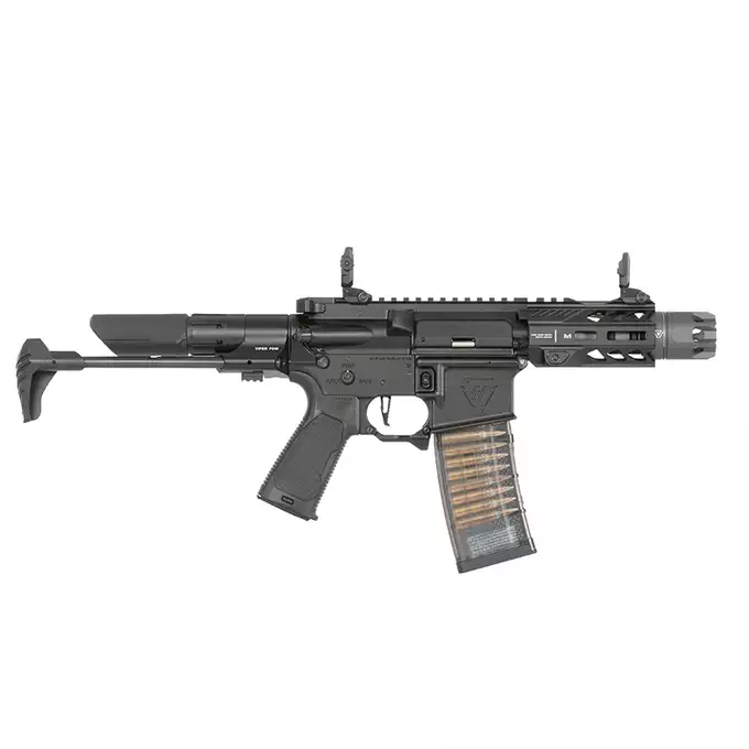 [Zestaw] Replika GBBR Strike Industries 4" Raider PDW CGS Lightning Series - Black [EMG] + Magazynek LANCER L5 5.56 AWN Green Gaz do karabinków gazowych CGS, MWS - Black [EMG]