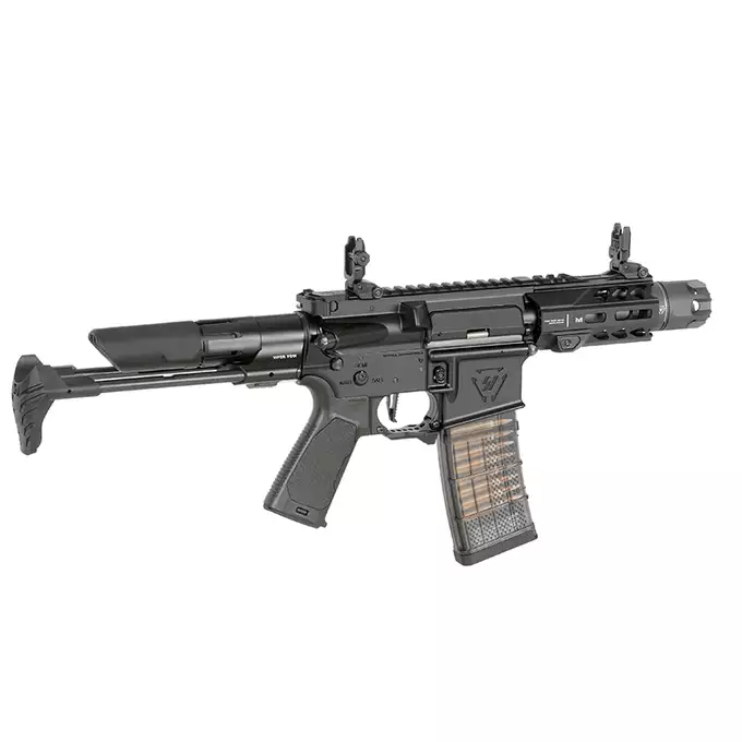 [Zestaw] Replika GBBR Strike Industries 4" Raider PDW CGS Lightning Series - Black [EMG] + Magazynek LANCER L5 5.56 AWN Green Gaz do karabinków gazowych CGS, MWS - Black [EMG]
