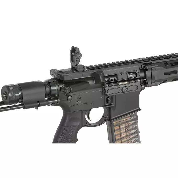 [Zestaw] Replika PDW Daniel Defense DDM4 CQB GBB CGS Lightning Series - Black [EMG] + Magazynek LANCER L5 5.56 AWN Green Gaz do karabinków gazowych CGS, MWS - Black [EMG]