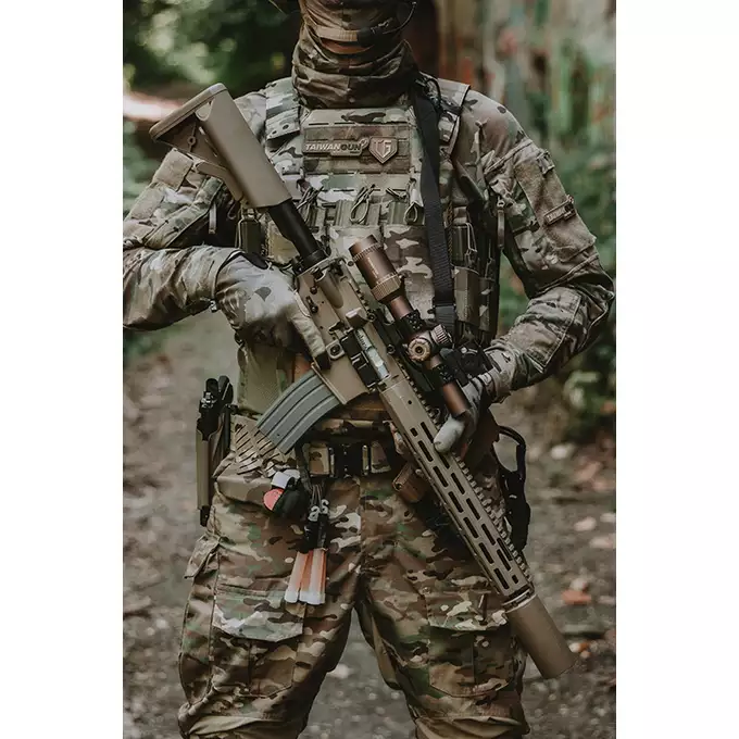 [Zestaw] Replika Knight's Armament KS-1 12,8" GBB - Tan [EMG] + Magazynek STANAG o pojemności 30 kulek do replik GBBR WE13-3A / KS-1, KS-3 [Well Pro]