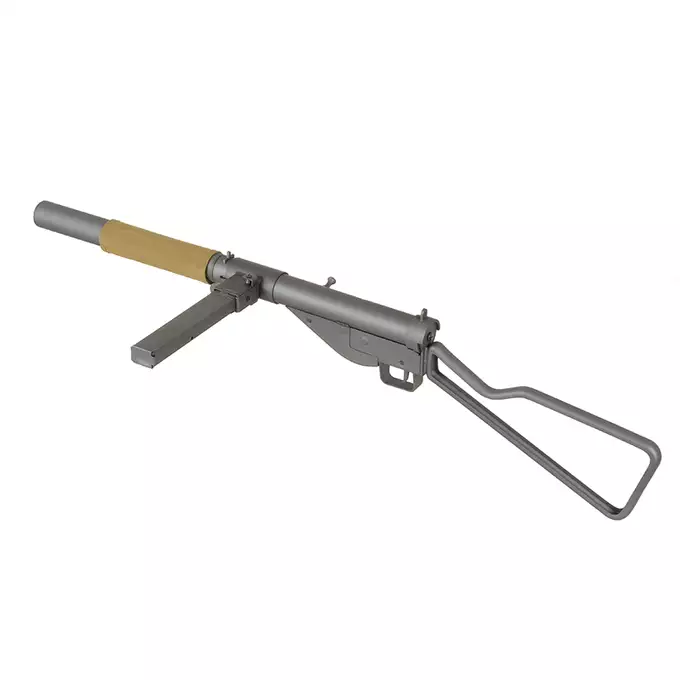 [Zestaw] Replika pistoletu maszynowego STEN MK2 SOE Loop stock Full Steel - Grey [AGM] + Akumulator airsoftowy 25C 1200mAh 3S1P 11.1V LiPo T Plug + Ładowarka V3+ do akumulatorów LiPo/LiFe [IPower]