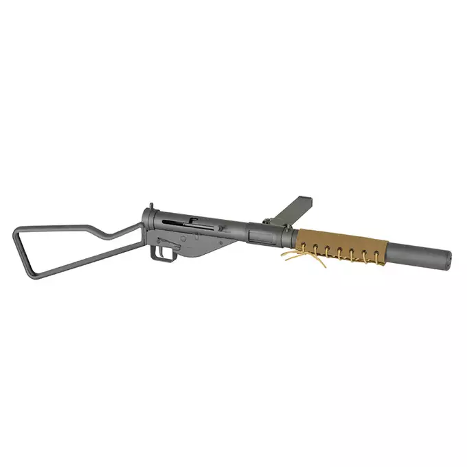 [Zestaw] Replika pistoletu maszynowego STEN MK2 SOE Loop stock Full Steel - Grey [AGM] + Akumulator airsoftowy 25C 1200mAh 3S1P 11.1V LiPo T Plug + Ładowarka V3+ do akumulatorów LiPo/LiFe [IPower]