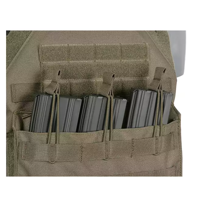 [Zestaw] Jump Plate Carrier Cummerbund - Ranger Green [8FIELDS] + Otwarta potrójna ładownica na magazynki 5.56 - Ranger Green [8FIELDS] + Dolna kieszeń użytkowa na akcesoria z linkami shockcord, Laser Cut - Ranger Green [8FIELDS]