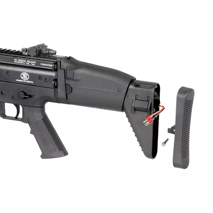 [Zestaw] Replika FN SCAR-L z 25RPS, ESHOOTER ETU, GEN-2 - Black [Cybergun] + Stalowy magazynek Mid-Cap na 150 kulek do serii AR-15/M4 - Black