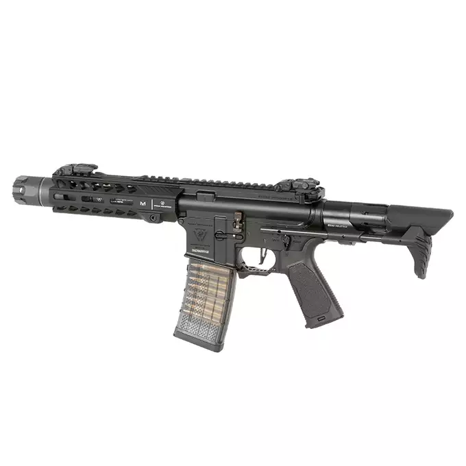 [Zestaw] Replika GBBR Strike Industries 7" Raider CQB CGS Lightning Series - Black [EMG] + Magazynek LANCER L5 5.56 AWN Green Gaz do karabinków gazowych CGS, MWS - Black [EMG]
