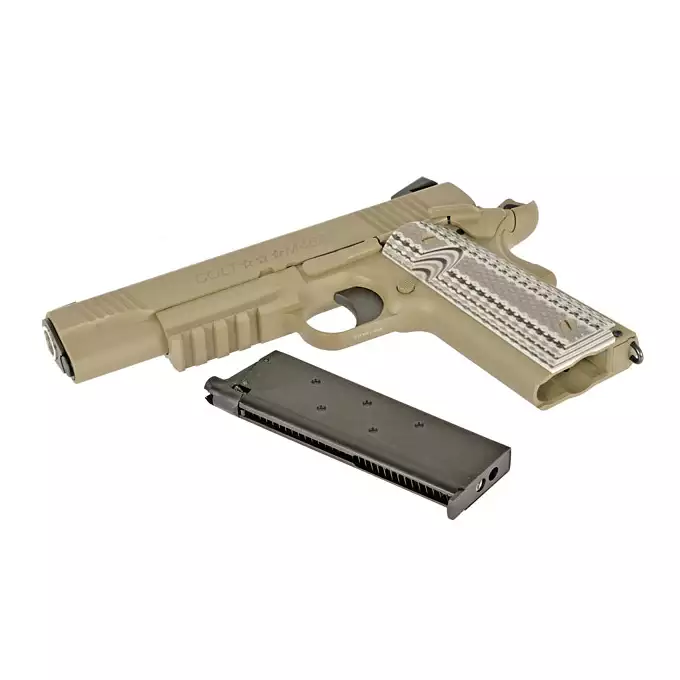[Zestaw] Licencjonowana replika pistoletu Colt M45A1 Combat Unit - TAN [Army Armament] + Magazynek na Green Gaz do R48 [Army Armament]