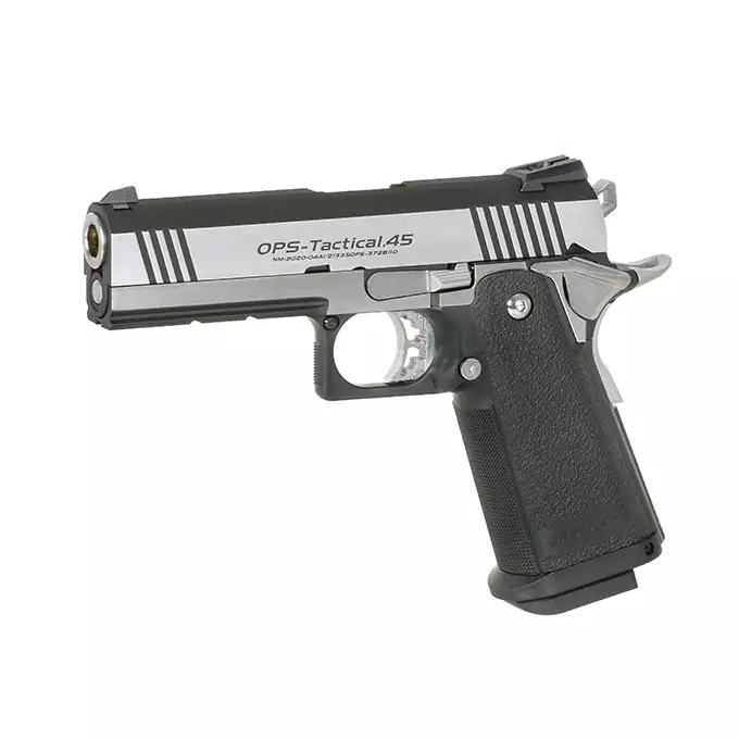 [Zestaw] Replika pistoletu Hi-Capa 4.3 GBB, Custom Dual Stainless [Tokyo Marui] + Magazynek GBB Hi-Capa 4.3/5.1 na 28 kulek [Tokyo Marui]