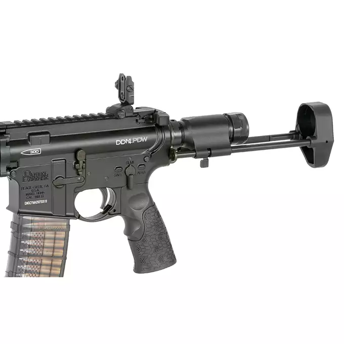 [Zestaw] Replika PDW Daniel Defense DDM4 CQB GBB CGS Lightning Series - Black [EMG] + Magazynek LANCER L5 5.56 AWN Green Gaz do karabinków gazowych CGS, MWS - Black [EMG]