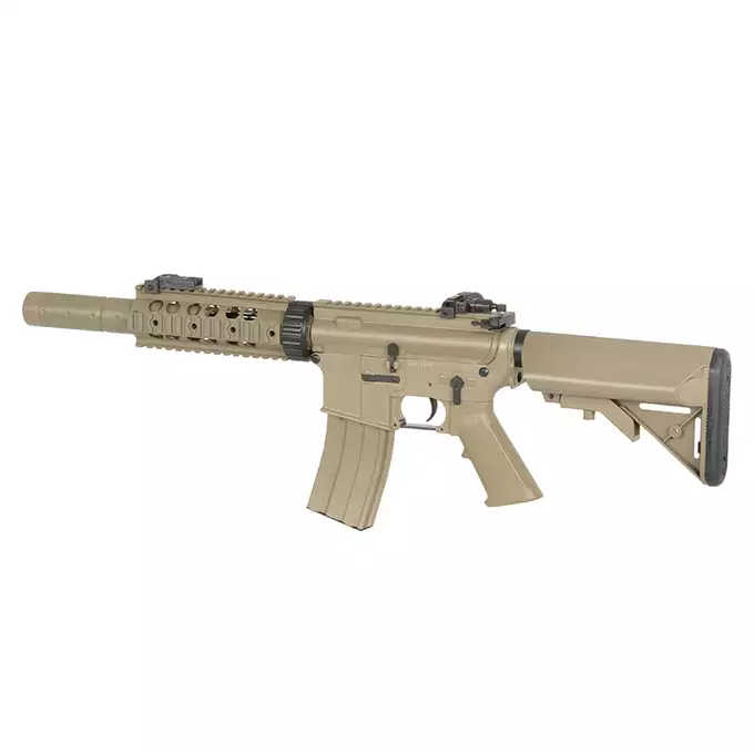 [Zestaw] CM.513 Sport Line, GEN-2 - TAN [CYMA] + 200-kulkowy stalowy magazynek do AR-15 - Dark Earth [BattleAxe]