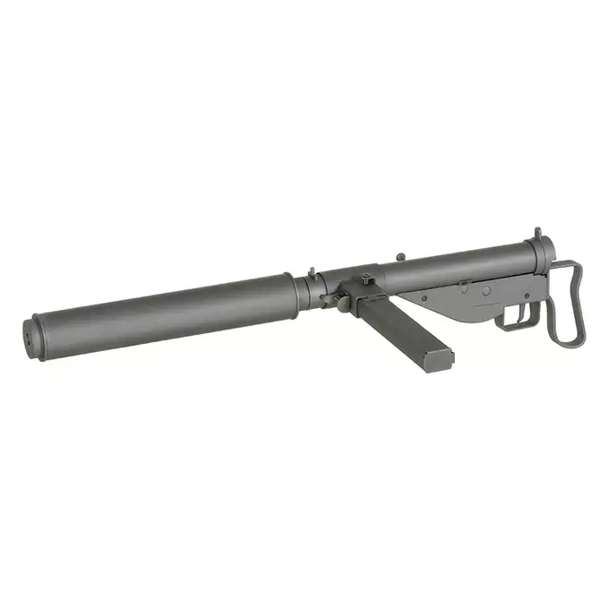 [Zestaw] Replika pistoletu maszynowego STEN MK2 SOE Commando grip Full Steel - Grey [AGM] + Akumulator airsoftowy 25C 1200mAh 3S1P 11.1V LiPo T Plug + Ładowarka V3+ do akumulatorów LiPo/LiFe [IPower]
