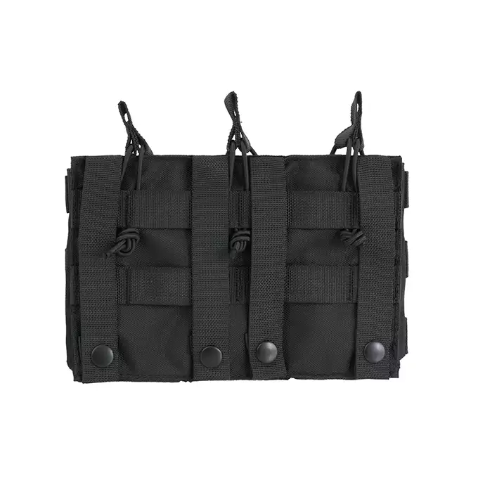 [Zestaw] Prosty Plate Carrier z atrapami miękkich wkładów balistycznych - Black [8FIELDS] + Otwarta potrójna ładownica na magazynki 5.56 - Black [8FIELDS] + Laser Cut Lower Accessory Utility Pocket with Shockcords for Tourniquet - Black [8FIELDS]