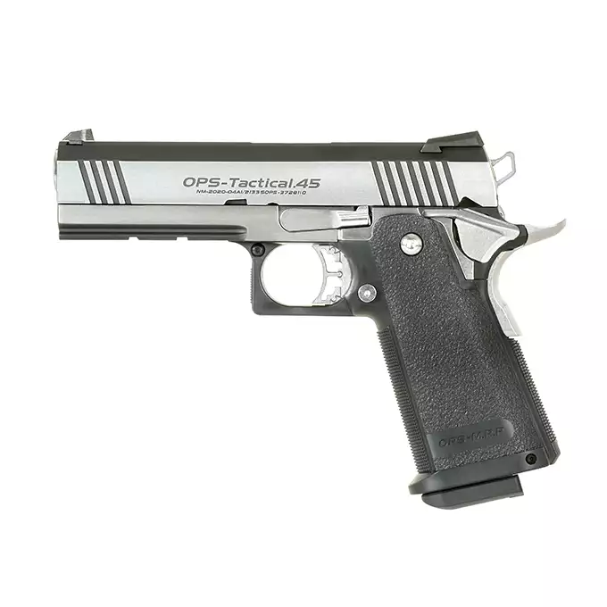 [Zestaw] Replika pistoletu Hi-Capa 4.3 GBB, Custom Dual Stainless [Tokyo Marui] + Magazynek GBB Hi-Capa 4.3/5.1 na 28 kulek [Tokyo Marui]