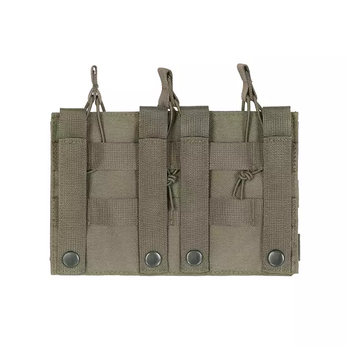[Zestaw] Prosty Plate Carrier z atrapami miękkich wkładów balistycznych - Ranger Green [8FIELDS] + Otwarta potrójna ładownica na magazynki 5.56 - Ranger Green [8FIELDS] + Dolna kieszeń użytkowa na akcesoria z linkami shockcord, Laser Cut - Ranger Green [8FIELDS]