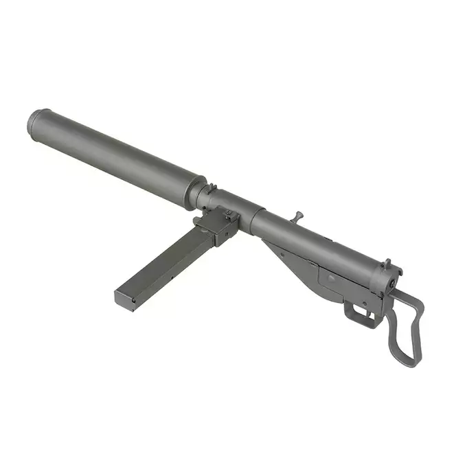 [Zestaw] Replika pistoletu maszynowego STEN MK2 SOE Commando grip Full Steel - Grey [AGM] + Akumulator airsoftowy 25C 1200mAh 3S1P 11.1V LiPo T Plug + Ładowarka V3+ do akumulatorów LiPo/LiFe [IPower]