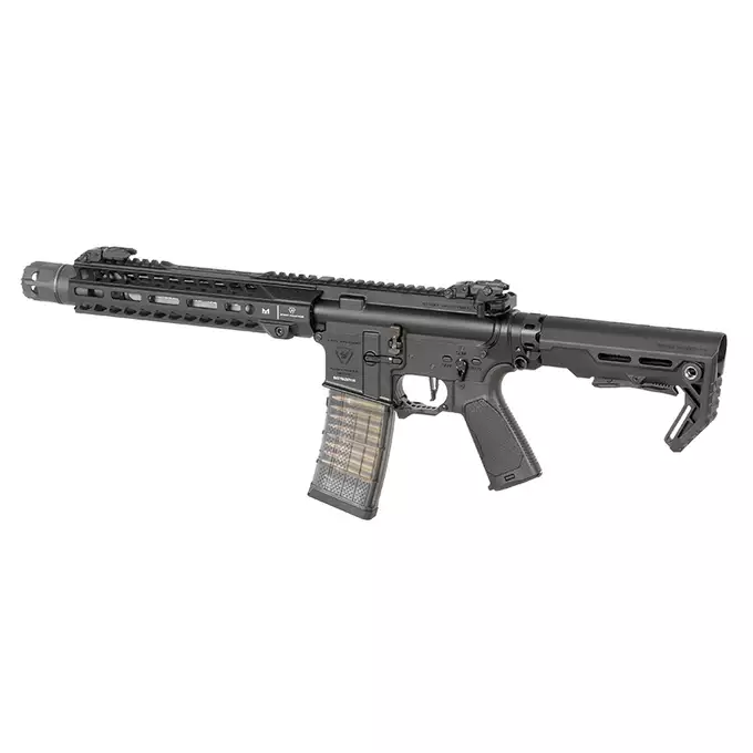 [Zestaw] Replika GBBR Strike Industries 10" Raider SBR CGS Lightning Series - Black [EMG] + Magazynek LANCER L5 5.56 AWN Green Gaz do karabinków gazowych CGS, MWS - Black [EMG]