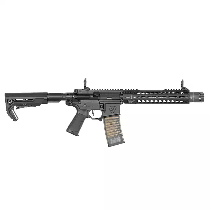 [Zestaw] Replika GBBR Strike Industries 10" Raider SBR CGS Lightning Series - Black [EMG] + Magazynek LANCER L5 5.56 AWN Green Gaz do karabinków gazowych CGS, MWS - Black [EMG]