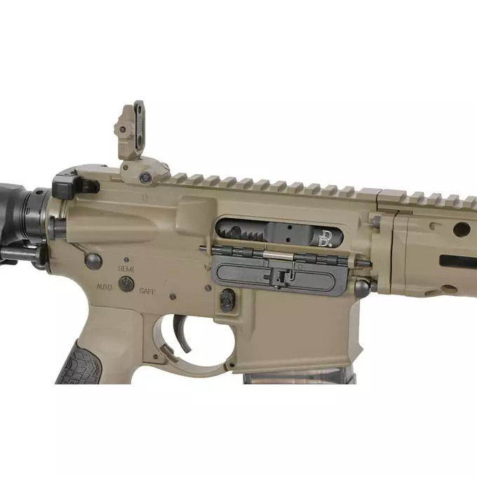 [Zestaw] Replika PDW Daniel Defense DDM4 CQB GBB CGS Lightning Series - Tan [EMG] + Magazynek LANCER L5 5.56 AWN Green Gaz do karabinków gazowych CGS, MWS - Black [EMG]