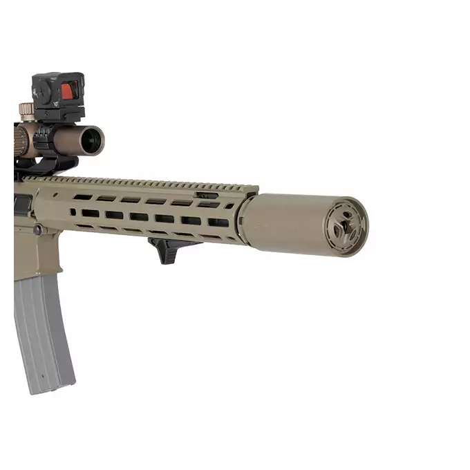 [Zestaw] Replika Knight's Armament KS-3 9,5" GBB - TAN [EMG] + Licencjonowana replika tłumika KAC QDC tracer - FDE [EMG] + Perfect BB Kulki Tracer 0,28g BIO - 2000 SZT [BLS]