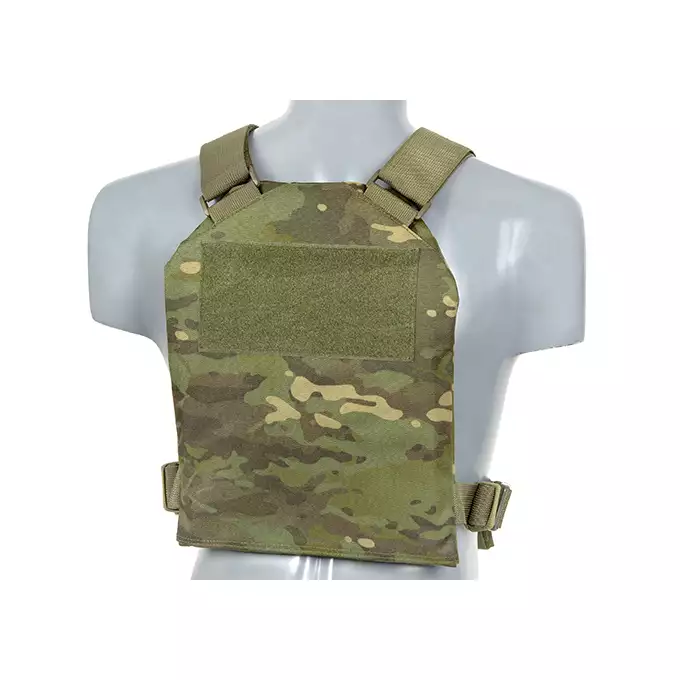 [Zestaw] Prosty Plate Carrier z atrapami miękkich wkładów balistycznych - MT [8FIELDS] + Otwarta potrójna ładownica na magazynki 5.56 - MT [8FIELDS] + Dolna kieszeń użytkowa na akcesoria z linkami shockcord, Laser Cut - Multicamo Tropic [8FIELDS]