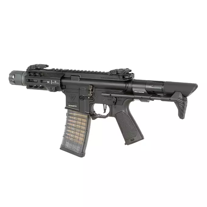 [Zestaw] Replika GBBR Strike Industries 4" Raider PDW CGS Lightning Series - Black [EMG] + Magazynek LANCER L5 5.56 AWN Green Gaz do karabinków gazowych CGS, MWS - Black [EMG]
