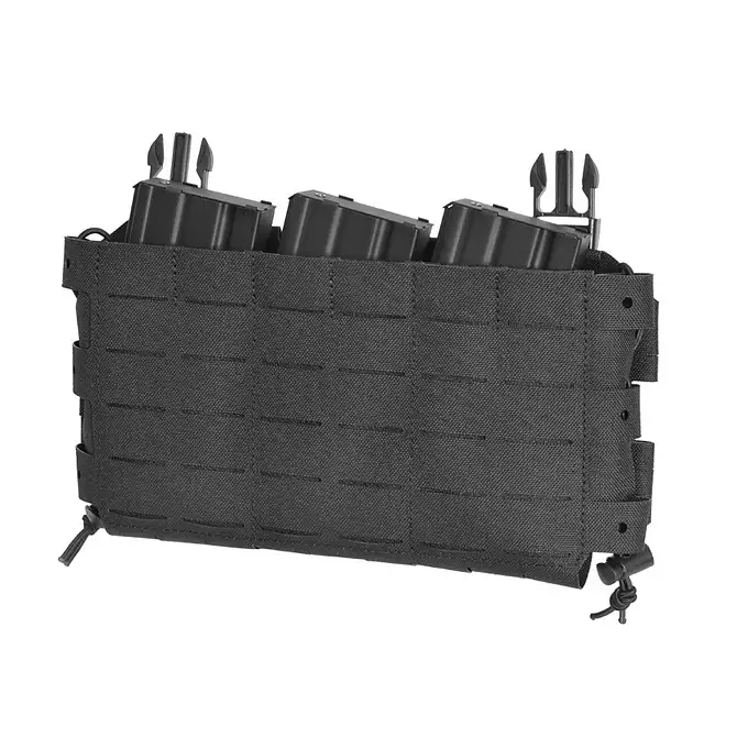 [Zestaw] Buckle Up Assault Plate Carrier Cummerbund - Black [8FIELDS] + Panel Buckle-up COMPACT - wkład na 3 magazynki, MOLLE Laser Cut - Black [8FIELDS] + Dolna kieszeń użytkowa na akcesoria z linkami shockcord, Laser Cut  - Black [8FIELDS]