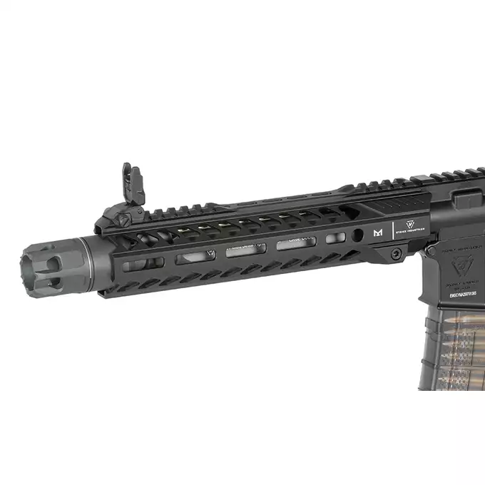 [Zestaw] Replika GBBR Strike Industries 10" Raider SBR CGS Lightning Series - Black [EMG] + Magazynek LANCER L5 5.56 AWN Green Gaz do karabinków gazowych CGS, MWS - Black [EMG]