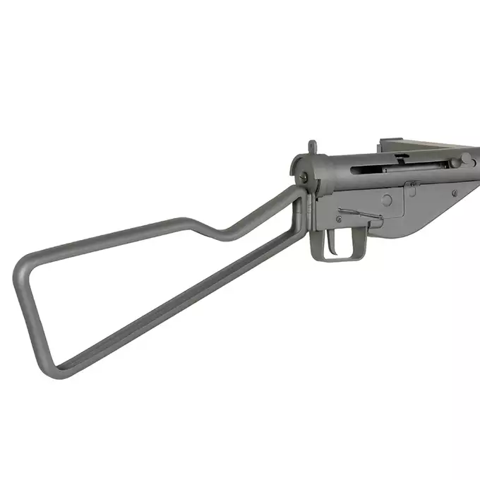 [Zestaw] Replika pistoletu maszynowego STEN MK2 SOE Loop stock Full Steel - Grey [AGM] + Akumulator airsoftowy 25C 1200mAh 3S1P 11.1V LiPo T Plug + Ładowarka V3+ do akumulatorów LiPo/LiFe [IPower]
