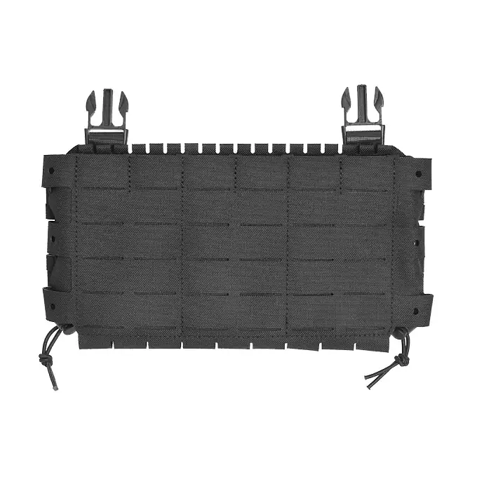 [Zestaw] Buckle Up Assault Plate Carrier Cummerbund - Black [8FIELDS] + Panel Buckle-up COMPACT - wkład na 3 magazynki, MOLLE Laser Cut - Black [8FIELDS] + Dolna kieszeń użytkowa na akcesoria z linkami shockcord, Laser Cut  - Black [8FIELDS]