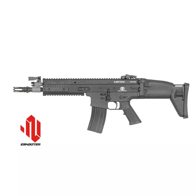 [Zestaw] Replika FN SCAR-L z 25RPS, ESHOOTER ETU, GEN-2 - Black [Cybergun] + Stalowy magazynek Mid-Cap na 150 kulek do serii AR-15/M4 - Black