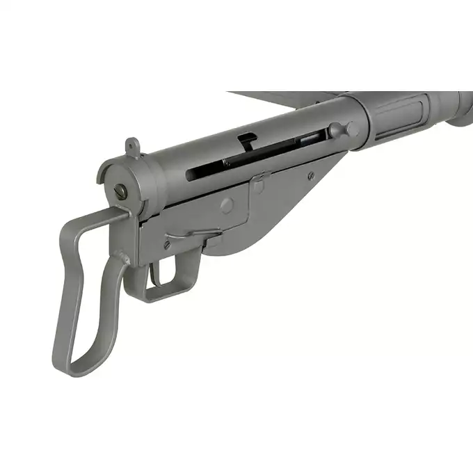 [Zestaw] Replika pistoletu maszynowego STEN MK2 SOE Commando grip Full Steel - Grey [AGM] + Akumulator airsoftowy 25C 1200mAh 3S1P 11.1V LiPo T Plug + Ładowarka V3+ do akumulatorów LiPo/LiFe [IPower]