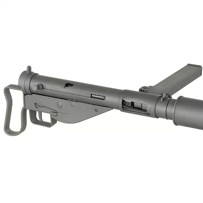 [Zestaw] Replika pistoletu maszynowego STEN MK2 SOE Commando grip Full Steel - Grey [AGM] + Akumulator airsoftowy 25C 1200mAh 3S1P 11.1V LiPo T Plug + Ładowarka V3+ do akumulatorów LiPo/LiFe [IPower]