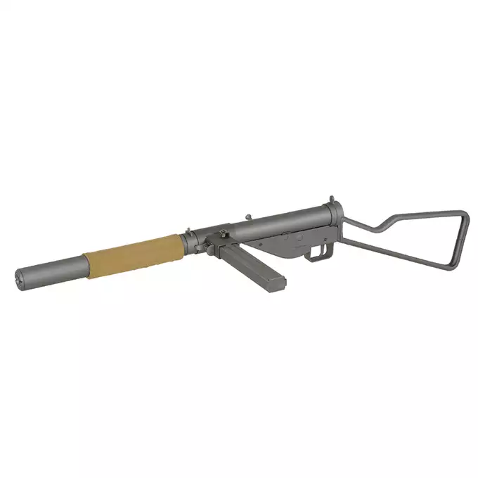 [Zestaw] Replika pistoletu maszynowego STEN MK2 SOE Loop stock Full Steel - Grey [AGM] + Akumulator airsoftowy 25C 1200mAh 3S1P 11.1V LiPo T Plug + Ładowarka V3+ do akumulatorów LiPo/LiFe [IPower]