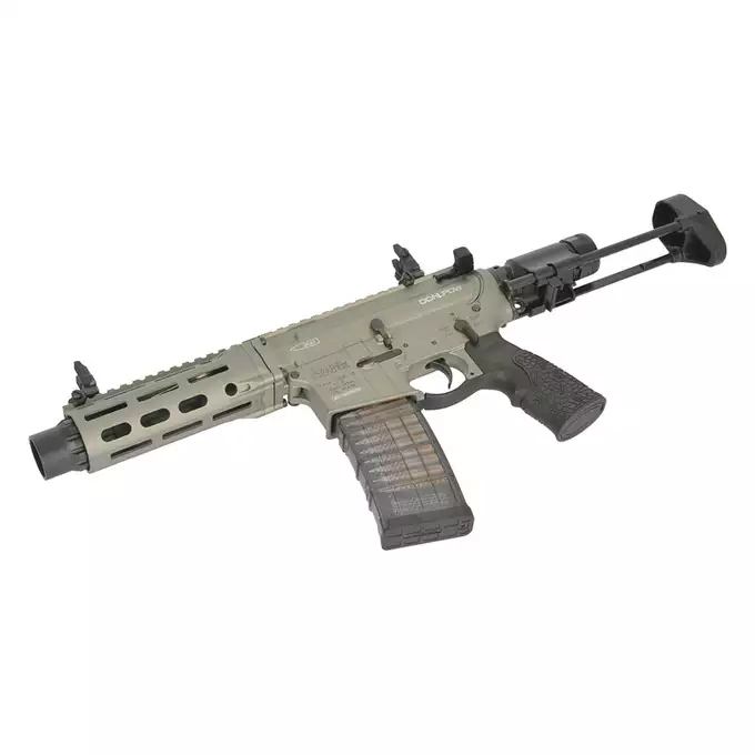 [Zestaw] Replika PDW Daniel Defense DDM4 CQB GBB CGS Lightning Series - GREY [EMG] + Magazynek LANCER L5 5.56 AWN Green Gaz do karabinków gazowych CGS, MWS - Black [EMG]
