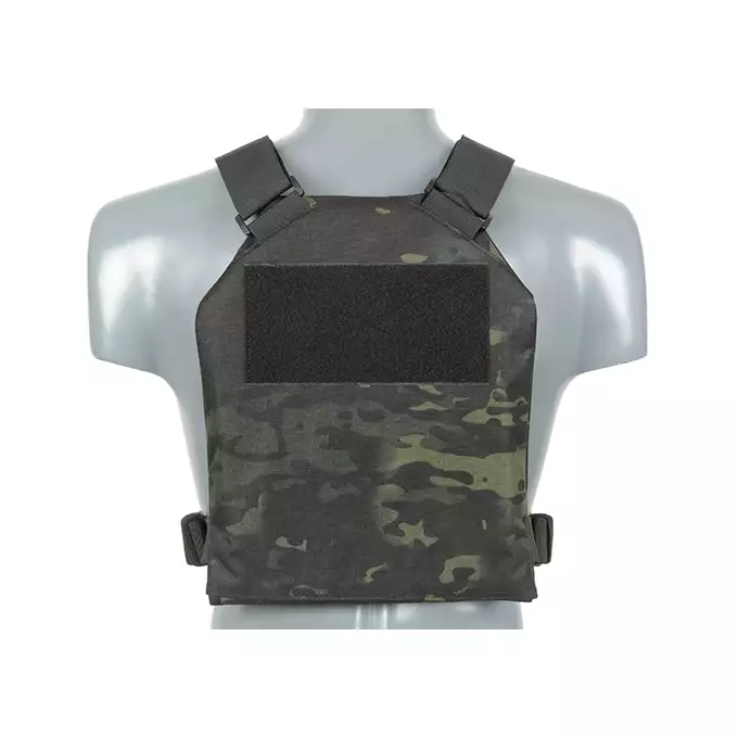 [Zestaw] Prosty Plate Carrier z atrapami miękkich wkładów balistycznych - MB + Otwarta potrójna ładownica na magazynki 5.56 - MB [8FIELDS] + Dolna kieszeń użytkowa na akcesoria z linkami shockcord, Laser Cut - Multicamo Black [8FIELDS]
