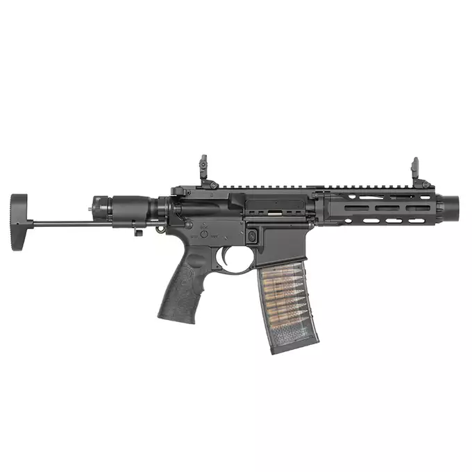 [Zestaw] Replika PDW Daniel Defense DDM4 CQB GBB CGS Lightning Series - Black [EMG] + Magazynek LANCER L5 5.56 AWN Green Gaz do karabinków gazowych CGS, MWS - Black [EMG]